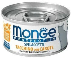 Monge Monoprotein - Cat Flakes su kalakutiena ir morkomis, suaugusioms katėms 80g