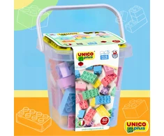 KONSTRUKCINIAI BLOKAI UNICO PASTEL BUCKET 2IN1 STATYBINĖ PLOKŠTE
