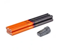 Konstrukciniai pieštukai su drožtuku, 180 mm, šešiakampiai, 6 vnt., dviejų spalvų, „DIY-PC1HX18/S6B“.