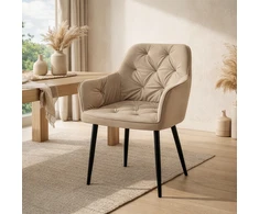 Kontrasto MINŠTA KĖDĖ FOTOŠAS VALGAMOSIS SVETAINE VELŪRAS JULIA III KT202 TAUPE BEIGE