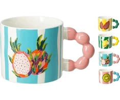 KOOPMAN Porcelianinis puodelis su vaisių motyvu 340 ml DN1802010 1 vnt.