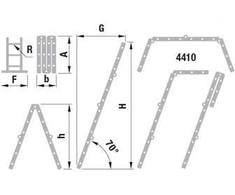 Itoss Kopėčios aliuminės, sulankstomos 4 dalių FORTE | 4x4 pakopų 237-468cm