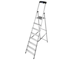 Kopėčios KRAUSE Safety, 8 pakopų, su kibiro ir įrankių laikikliu, darbinis aukštis - 370cm