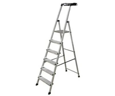 Kopėčios KRAUSE Safety, 8 pakopų, su kibiro ir įrankių laikikliu, darbinis aukštis - 370cm