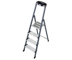 Kopėčios KRAUSE Securo, 4 pakopos, anoduotos, su įrankių laikikliu, darbinis aukštis 285cm