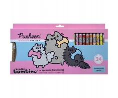 KREDKI BAMBINO JUMBO W DREWNIANEJ OPRAWIE Z NADRUKIEM PUSHEEN 24szt