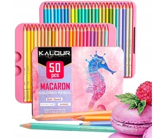 Kredki Ołówkowe PASTELOWE 50 kolorów KALOUR Macaron Rinkinys do Rysowania