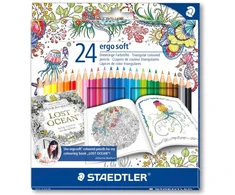 Spalvoti pieštukai tribriauniai STAEDTLER ERGO SOFT 157 Johanna Basford serija, 24 spalvos