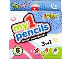 Kredki Super Jumbo Penmate 6 spalvų + drožtukas