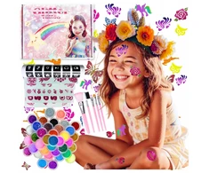 KREOleo GLITTER TATTUOS DIDELIS TATUiruočių rinkinys, PLAUNAMI ŠABLONAI, GLITTER