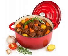 Krisber Puodas ŻELIWNY 5,9L EMALIOWANY Emalia su POKRYWĄ INDUKCJA Orkaitė GAZ 28cm