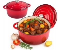Krisberg Emaliuotas KETUS PUODAS 5,9L Emaliuotas su dangteliu INDUKCINĖ DUJINĖ ORŠINĖ 28cm