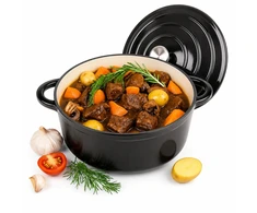 Krisberg Emaliuotas KETUS PUODAS 5,9L Emaliuotas su dangteliu INDUKCINĖ DUJINĖ ORŠINĖ 28cm