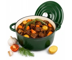 Krisberg Emaliuotas KETUS PUODAS 5,9L Emaliuotas su dangteliu INDUKCINĖ DUJINĖ ORŠINĖ 28cm