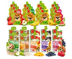 Kubuś Mikė Fruit Mousse mišinio rinkiniai, puikiai tinkantys mokyklos darželio užkandžiams