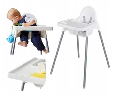 KŪDIKIO MAITINIMO KĖDĖ 2IN1 KĖDĖ, BALTOS SĖDYNĖS + DIRŽELĖLIAI