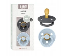 Kūdikių čiulptukas BIBS SIMMETRINĖS SPALVOS 2 vnt GUMINIS 0m+ Geležinis/Mėlynas