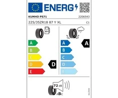 Kumho 225/35R18 ECSTA PS71 87Y XL FR