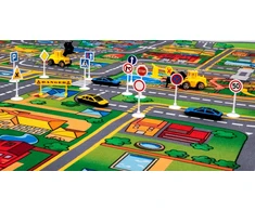 Kupdywan Dywan Dziecięcy Droga Miasto Ulice Trasy Miękki Znaki 200x200 cm
