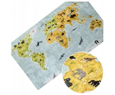 Kupdywan Dywan Dziecięcy MAPA Świata KONTYNENTY ZOO ANTYPOŚLIZGOWY 120x170
