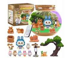 KŪRYBINIS LABUBU RINKINYS MAGICAL TERRARUIM LED NAKTINIS LEMPAS DOVANA VAIKAMS