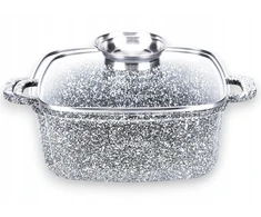 Kvadratinis puodas 28 cm. Granitas Masterpan MP-2110 su dangteliu