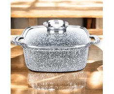 Kvadratinis puodas 28 cm. Granitas Masterpan MP-2110 su dangteliu