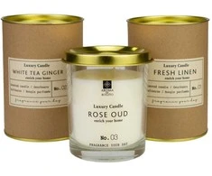 Kvepianti žvakė stikliniame indelyje LUXURY CANDLE, 3 rūšys, 10 cm