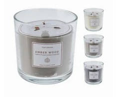 Mondex Kvepianti žvakė stikliniame indelyje WOODEN, 15 cm, 1 vnt