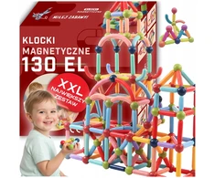 LaCreativa DIDELI MAGNETINIAI BLOKAI 3D 130 vienetu konstravimo delione vaikams XXL