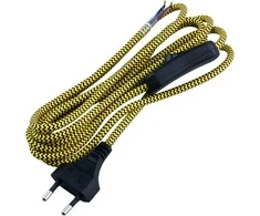 Laidas su elektros kištuku ir jungikliu DPM 2.5m geltonas/žalias