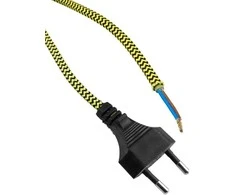 Laidas su elektros kištuku ir jungikliu DPM 2.5m geltonas/žalias