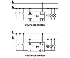 Laiptų apšvietimo relė, 3 darbo rėžimai, 3 ar 4 laidų pajungimas, IP20 220-240V AC 50/60Hz