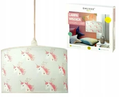 Pakabinamas šviestuvas Lampa sufitowa wisząca Abażur Smukee E27 pilka Wzór jednorożec