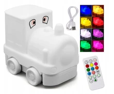 Lampka nocna Zenwire balta Lampa dla Dzieci Pociąg Ciuchcia LED Silikonowa