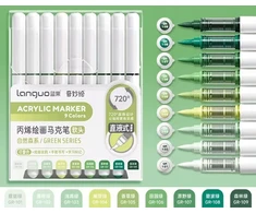 Languo akriliniai žymekliai 9 vnt – Žalias Series / markers