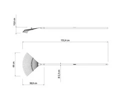 Lapų grėblys apvliais dantimis Tramontina 22 dantys/44cm/120cm medinis kotas