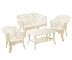 Bikuvalt Plastikinis sodo baldų komplektas VERANDA ,baltas, Sudetis: 2 kedes, 1 suolas, 1 stalas, Italija