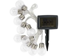 Lauko LED girlianda, įkraunama saulės energija KAUFTEC, 10 LED, šiltai baltos sp., 2 m