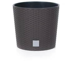 Lauko plastikinis vazonas RATO ROUND, su įdėklu, rudos sp., 30 x 30 x 27 cm