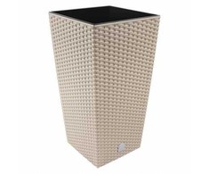 Lauko plastikinis vazonas RATO SQUARE, su įdėklu, smėlio sp., 33 x 33 x 61 cm