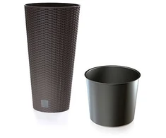 Lauko plastikinis vazonas RATO TUBUS, su įdėklu, rudos sp., 25 x 48 cm