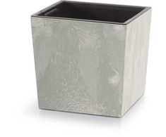 Prosperplast Lauko plastikinis vazonas URBI SQUARE LOW, su įdėklu, betono sp., 24 x 24 x 24 cm