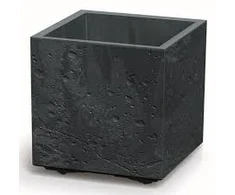 Prosperplast Lauko plastikinis vazonas URBI SQUARE LOW, su įdėklu, betono sp., 24 x 24 x 24 cm