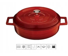 LAVA METAL Žemas apvalus ketaus puodas 24cm - raudonas