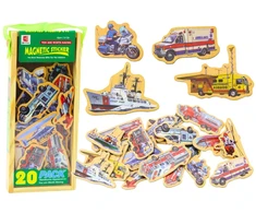 Lean Toys Kūrybingi žaisliniai magnetai, medinės transporto priemonės, mokymasis žaidžiant