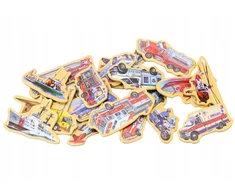 Lean Toys Kūrybingi žaisliniai magnetai, medinės transporto priemonės, mokymasis žaidžiant