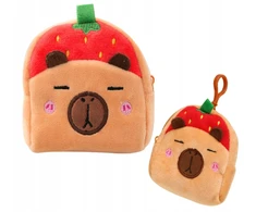 Lean Toys PLIUSINĖ PINIGINĖ PINIGINĖS RAKTŲ PAKABA CAPYBARA pakabukas braškių raudona