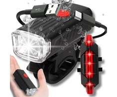 LED dviračio žibintai 2x USB priekinis galinis tvirtas vandeniui atsparus rinkinys 300lm CEree