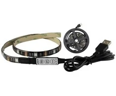 LED juosta AVIDE, IP65, 14,4W, RGB, 5V, SMD5050, 30LED, su valdymu ant juostos, USB, 2m